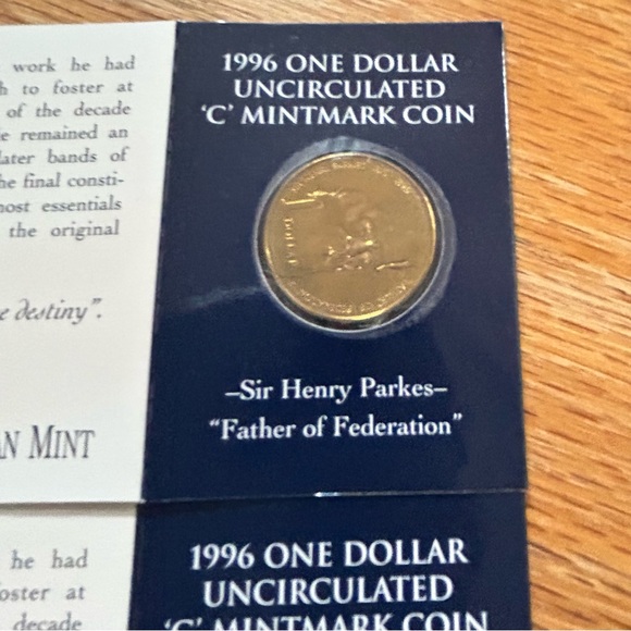 BUNDLE - 2 qty - 1996 one dollar Uncirculated ‘C’ mint mark Australian Coins - Picture 10 of 10